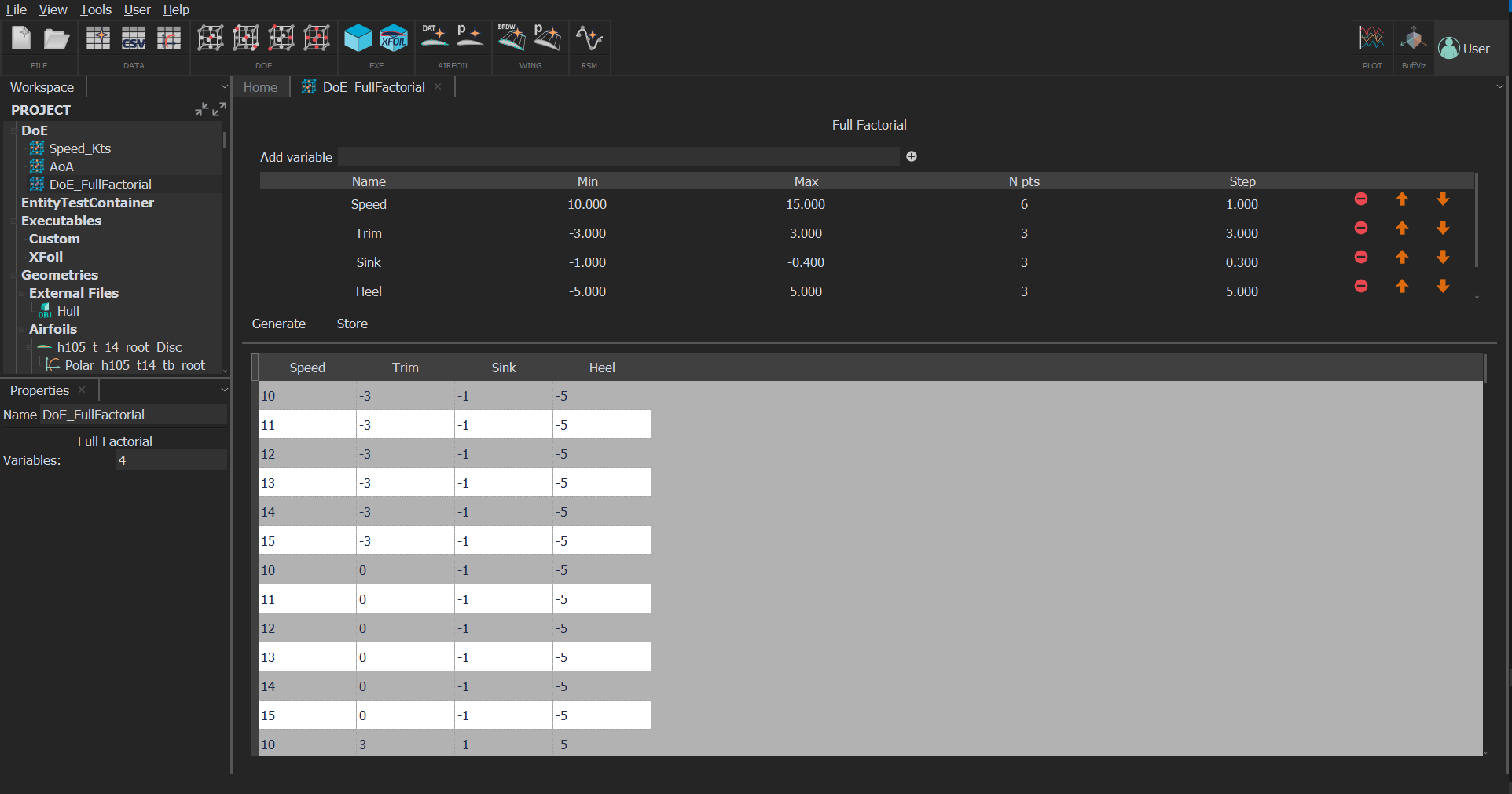 DoE Dataset Editor